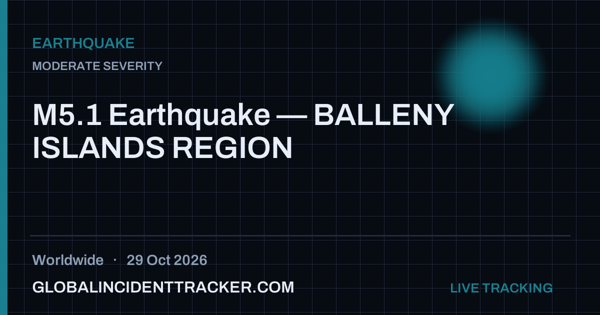Earthquake incident in worldwide on 29 October 2026 — Global Incident Tracker report card