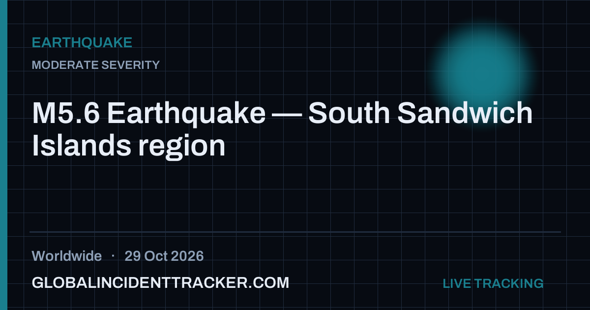 Earthquake incident in worldwide on 29 October 2026 — Global Incident Tracker report card