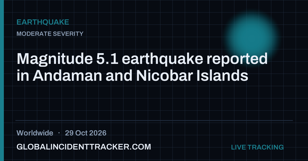 Earthquake incident in worldwide on 29 October 2026 — Global Incident Tracker report card