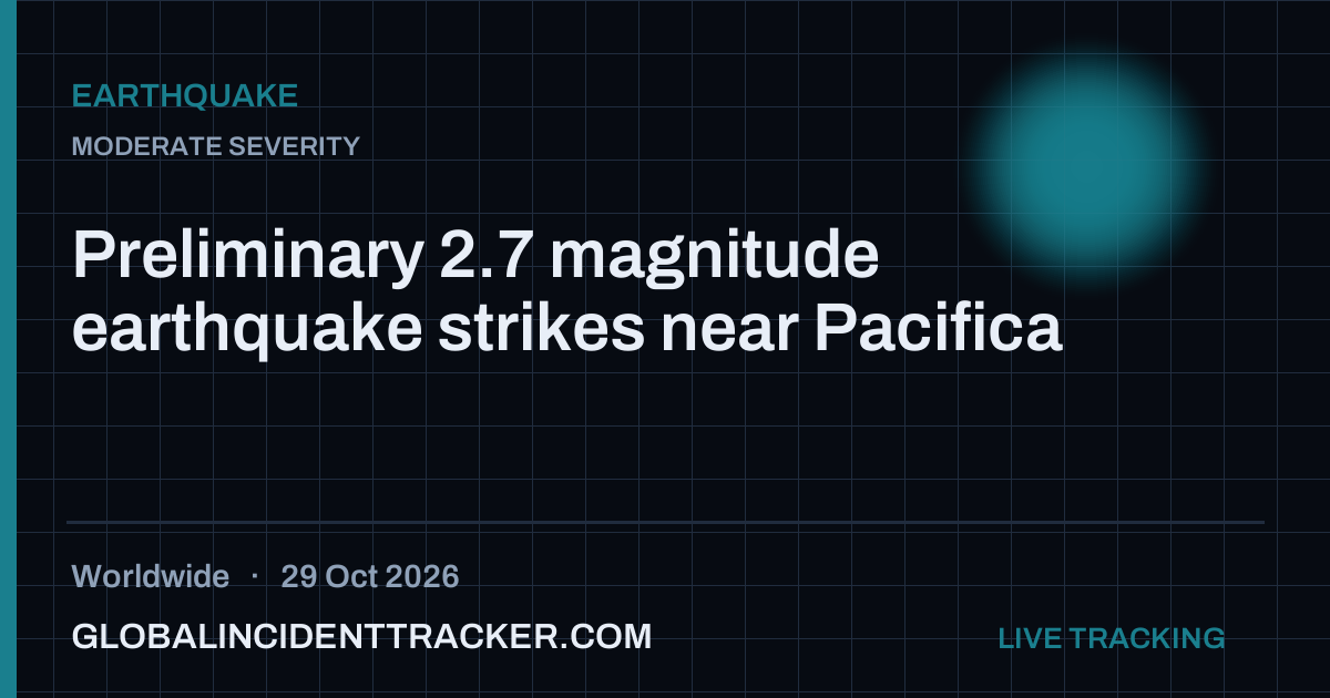 Earthquake incident in worldwide on 29 October 2026 — Global Incident Tracker report card