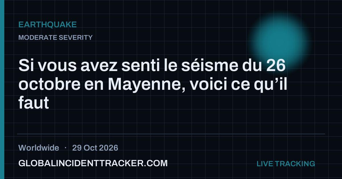 Earthquake incident in worldwide on 29 October 2026 — Global Incident Tracker report card