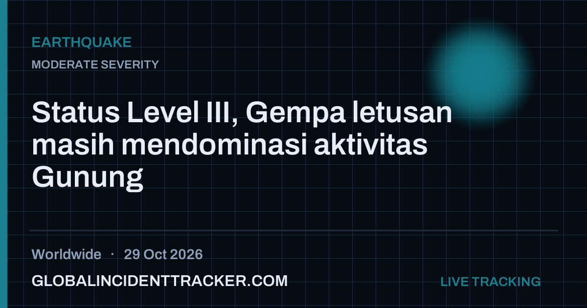 Earthquake incident in worldwide on 29 October 2026 — Global Incident Tracker report card