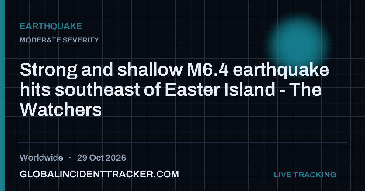 Earthquake incident in worldwide on 29 October 2026 — Global Incident Tracker report card