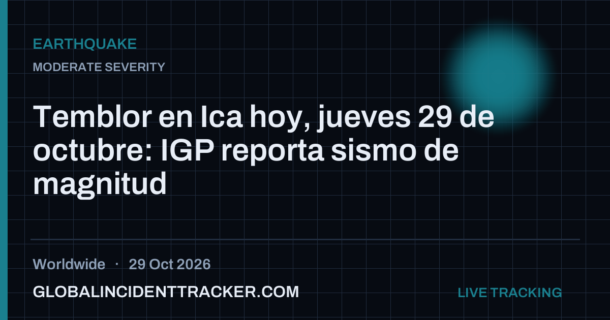 Earthquake incident in worldwide on 29 October 2026 — Global Incident Tracker report card