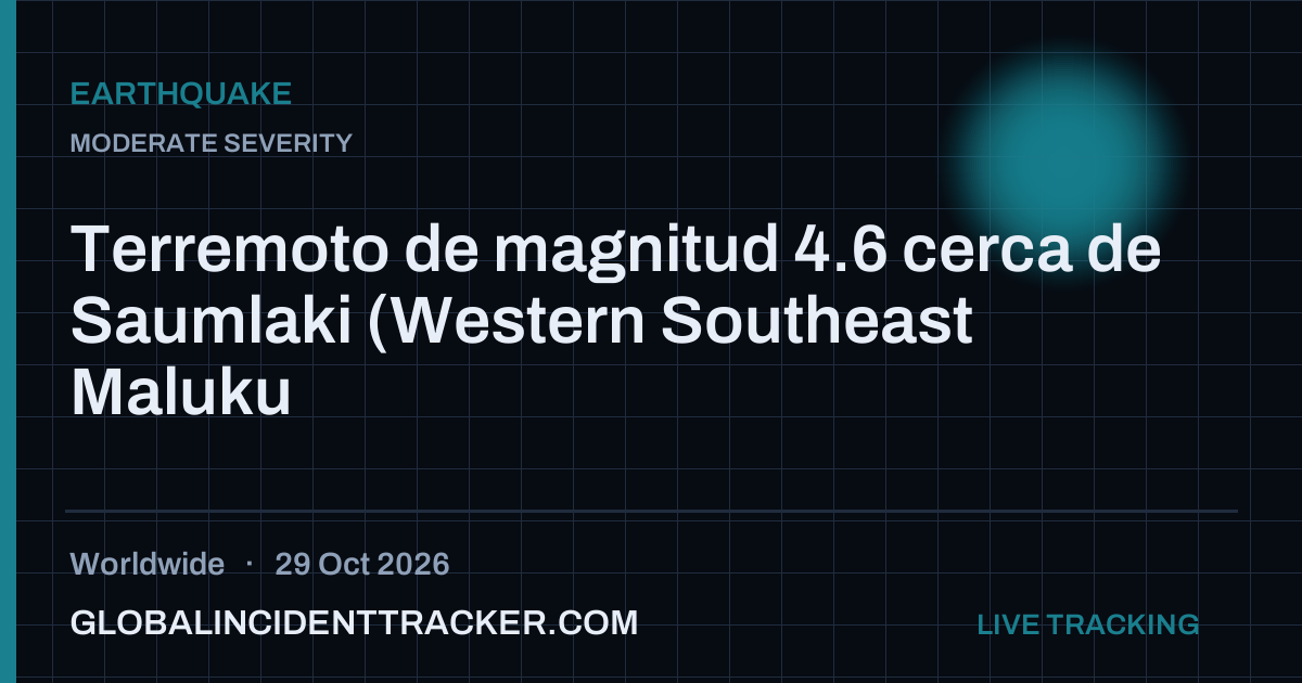 Earthquake incident in worldwide on 29 October 2026 — Global Incident Tracker report card