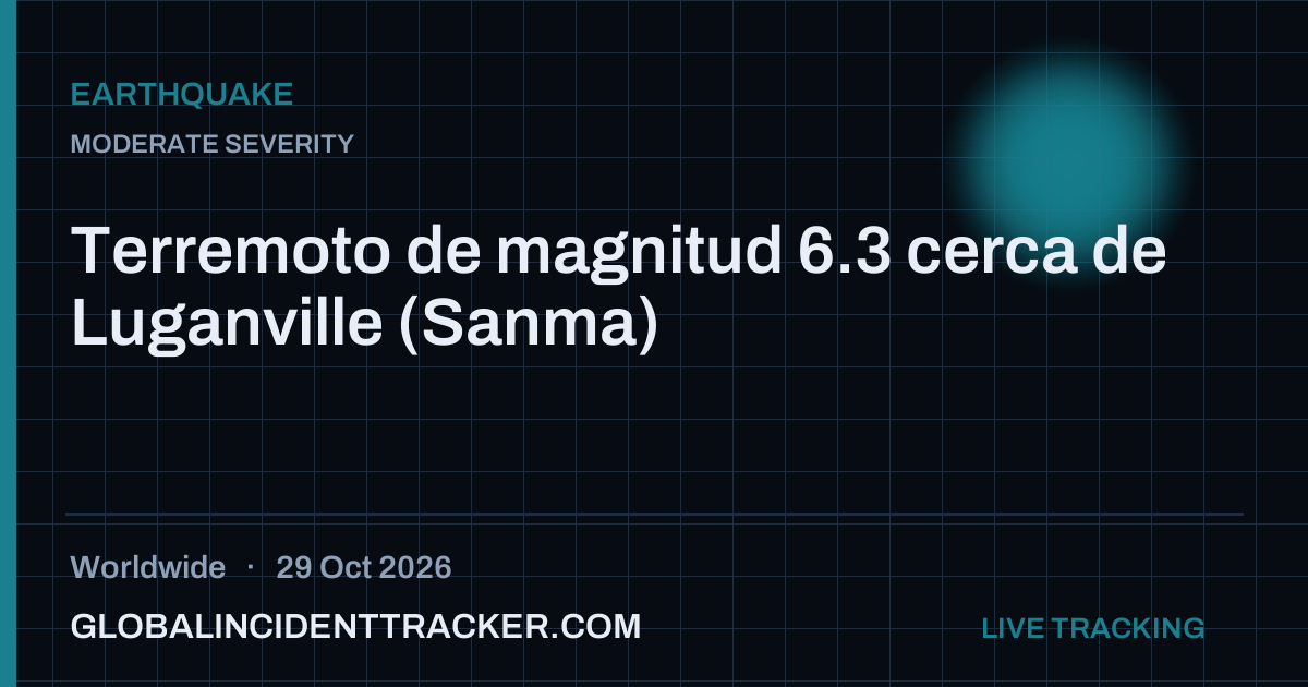 Earthquake incident in worldwide on 29 October 2026 — Global Incident Tracker report card