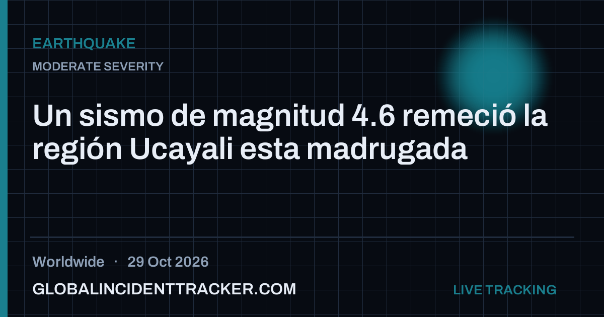 Earthquake incident in worldwide on 29 October 2026 — Global Incident Tracker report card