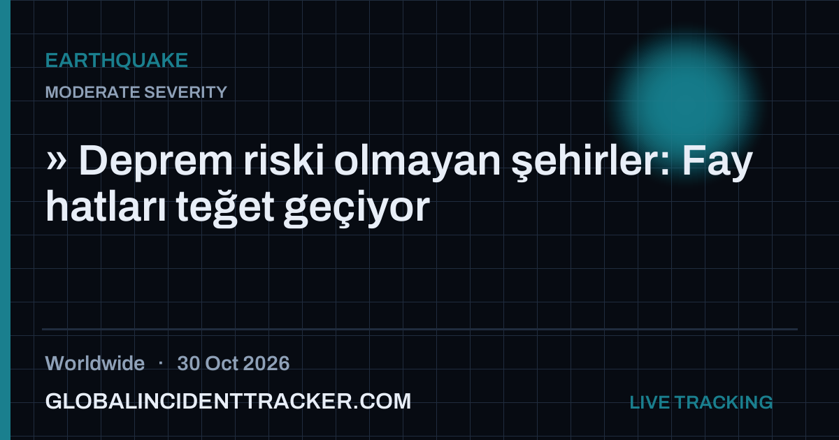 Earthquake incident in worldwide on 30 October 2026 — Global Incident Tracker report card
