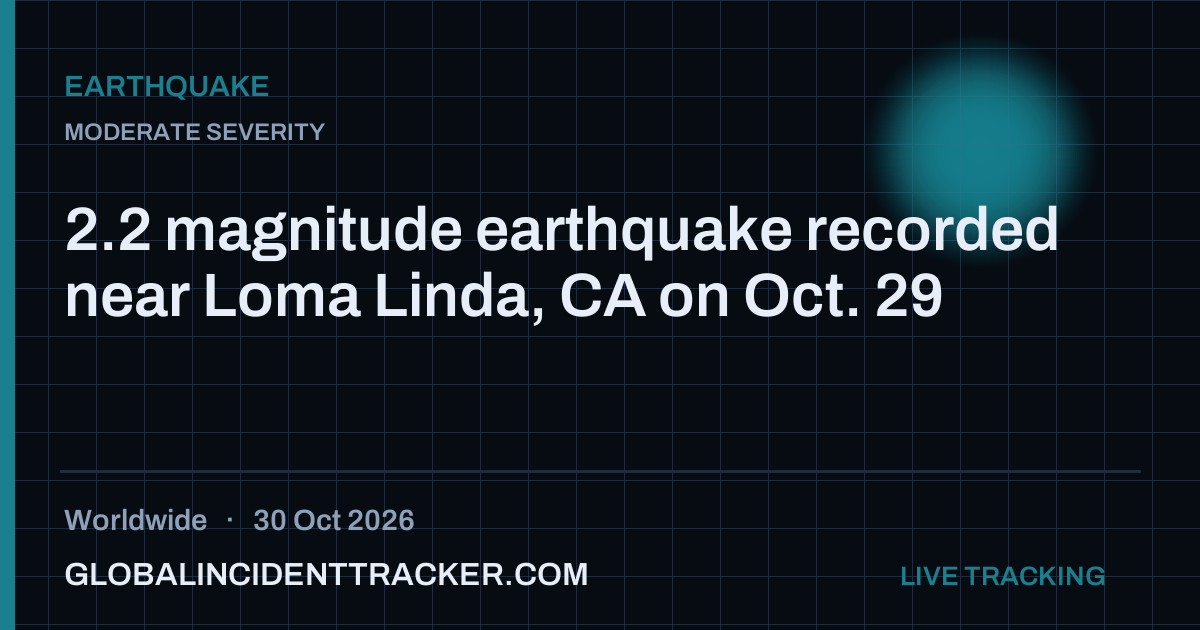 Earthquake incident in worldwide on 30 October 2026 — Global Incident Tracker report card