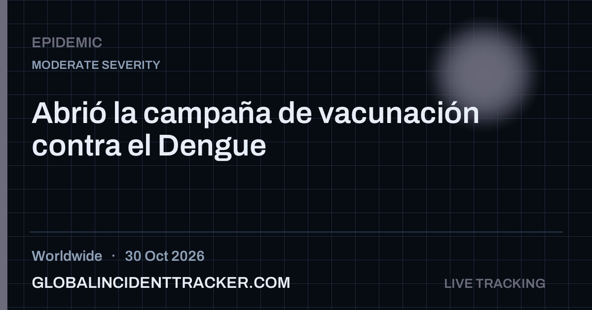 Epidemic incident in worldwide on 30 October 2026 — Global Incident Tracker report card