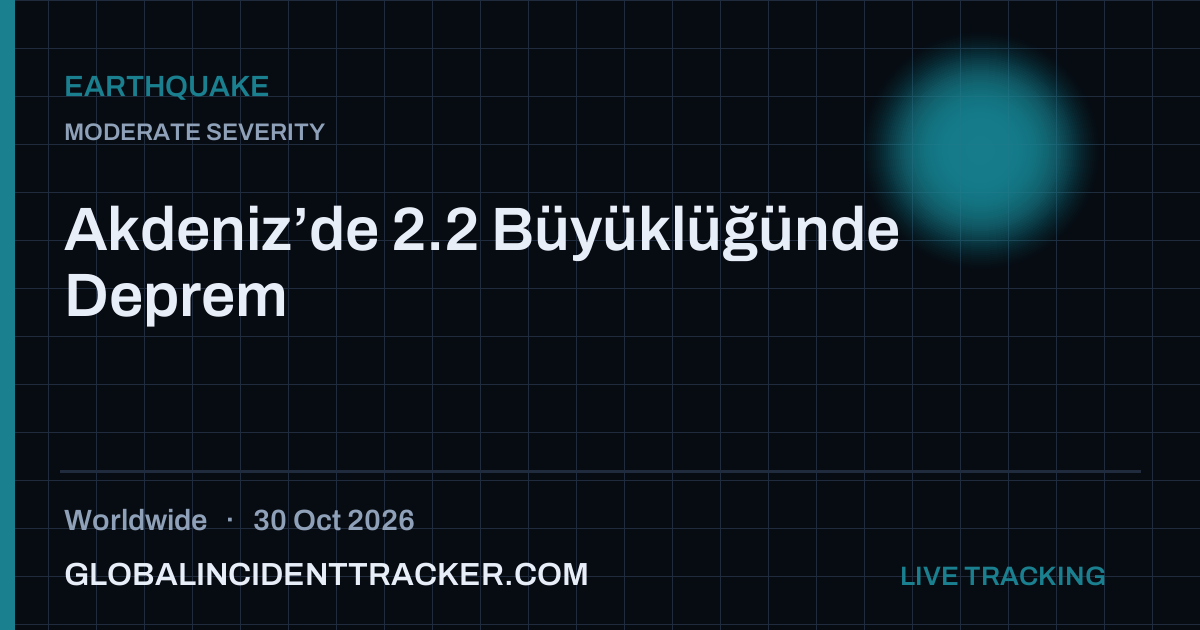 Earthquake incident in worldwide on 30 October 2026 — Global Incident Tracker report card