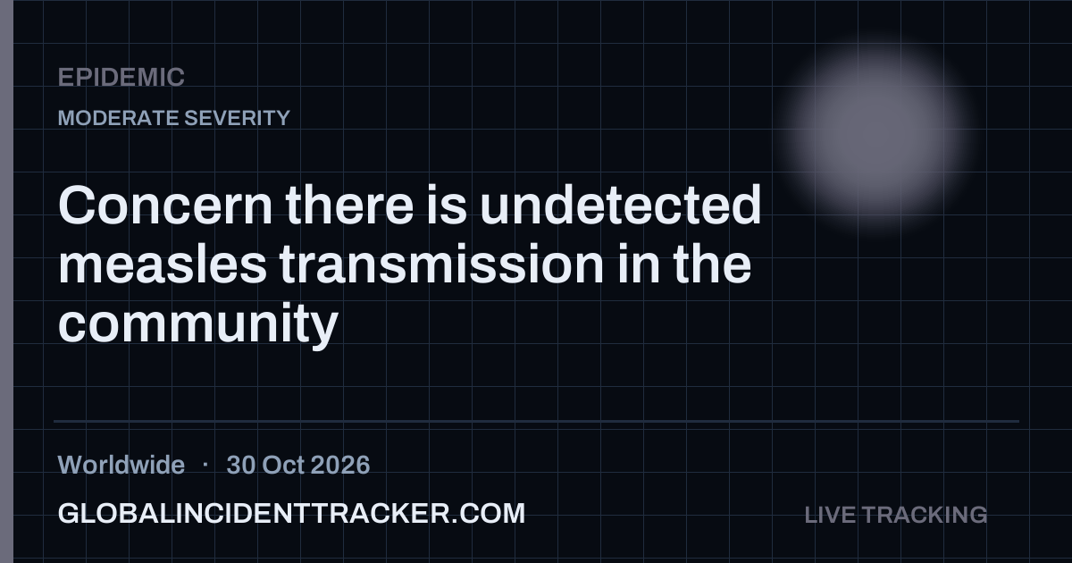Epidemic incident in worldwide on 30 October 2026 — Global Incident Tracker report card