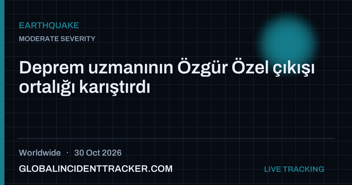 Earthquake incident in worldwide on 30 October 2026 — Global Incident Tracker report card