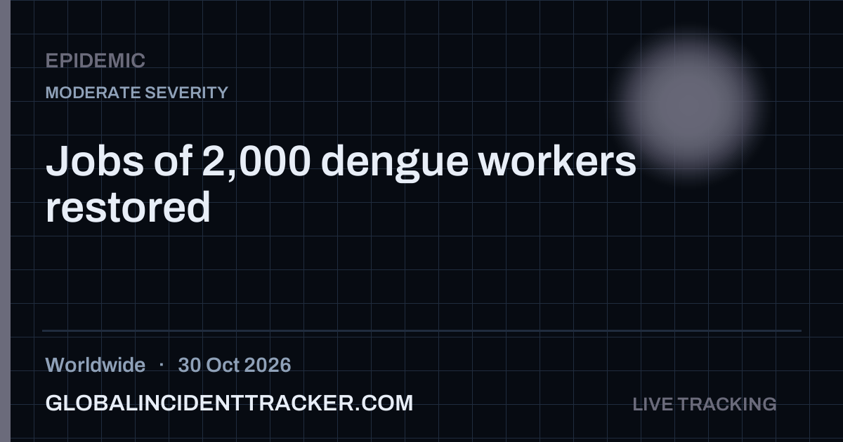 Epidemic incident in worldwide on 30 October 2026 — Global Incident Tracker report card