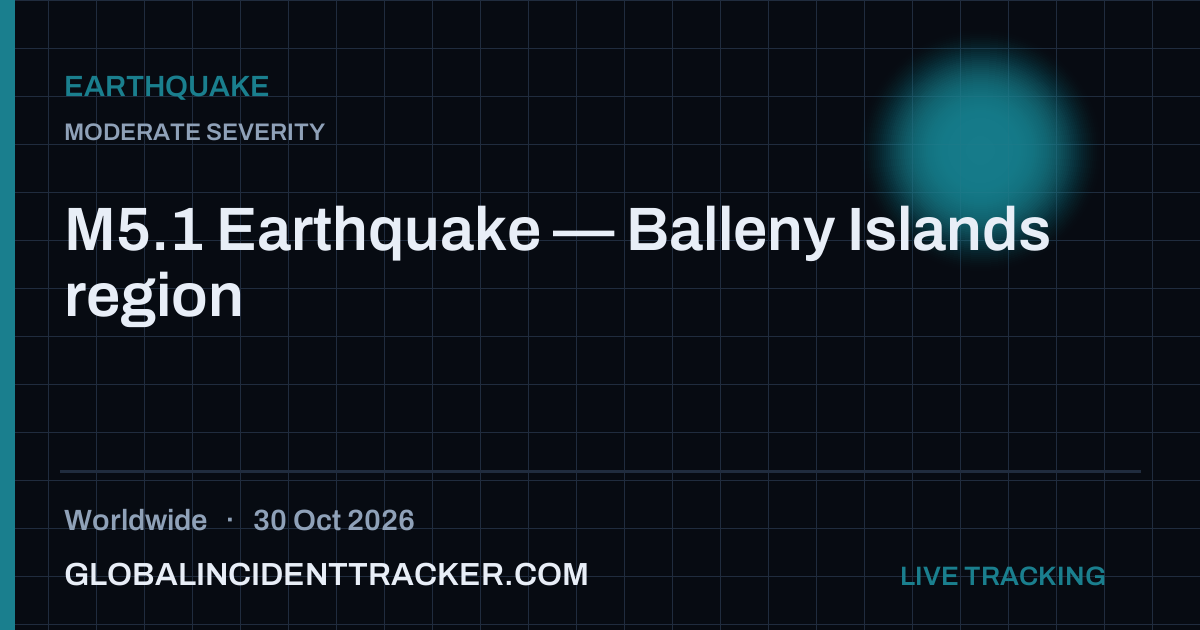 Earthquake incident in worldwide on 30 October 2026 — Global Incident Tracker report card