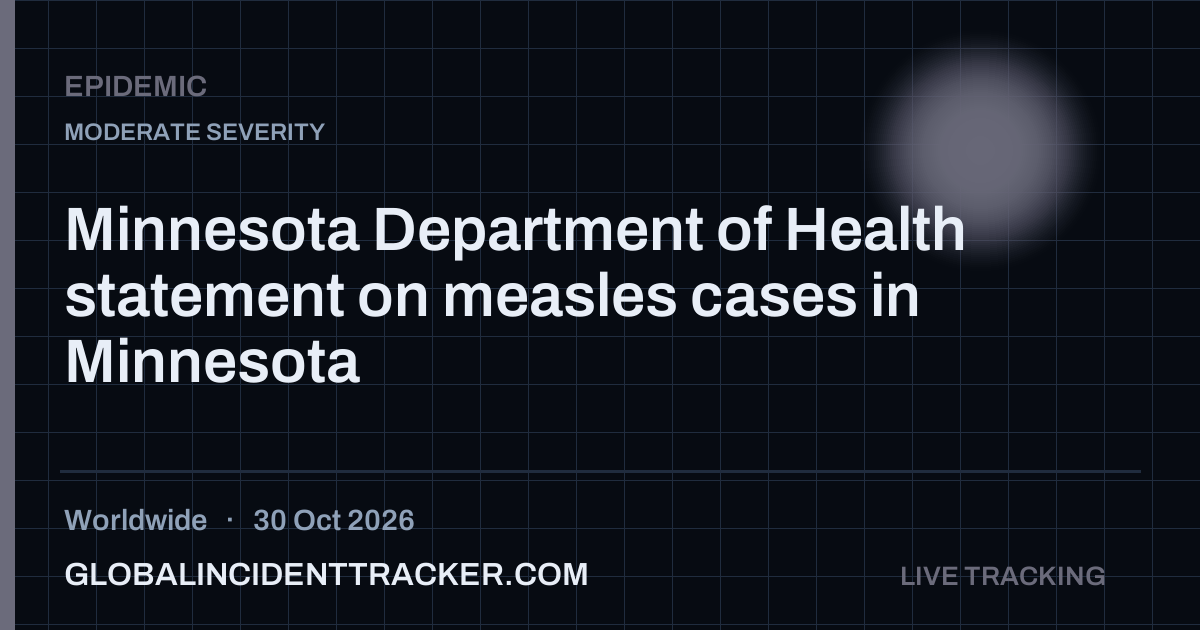 Epidemic incident in worldwide on 30 October 2026 — Global Incident Tracker report card