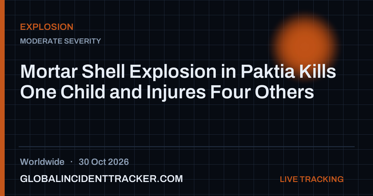 Mortar Shell Explosion in Paktia Kills One Child and Injures Four ...