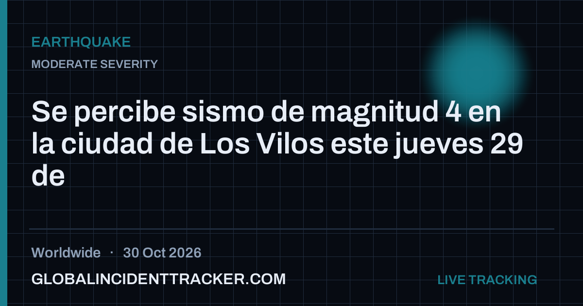 Earthquake incident in worldwide on 30 October 2026 — Global Incident Tracker report card