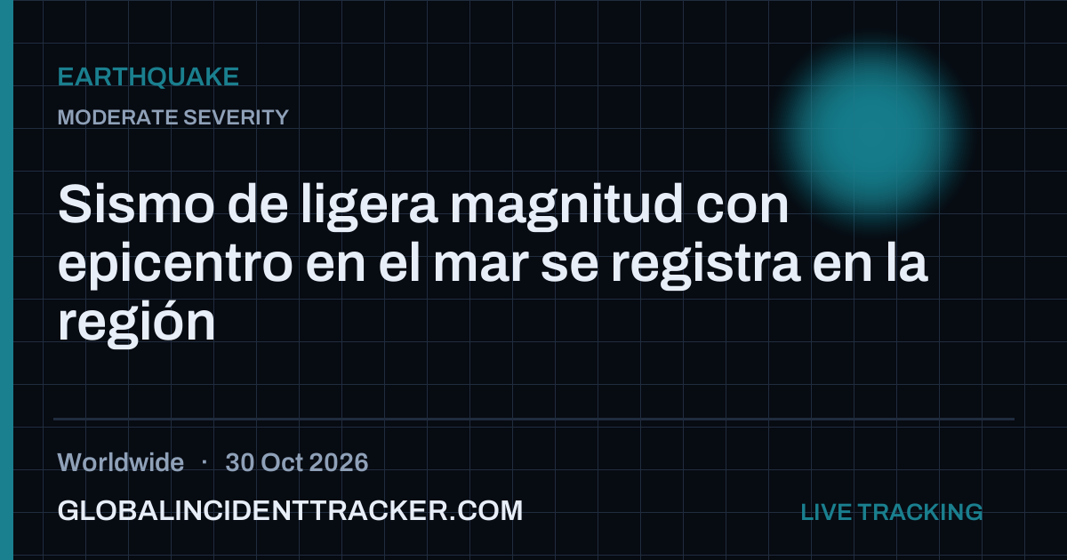 Earthquake incident in worldwide on 30 October 2026 — Global Incident Tracker report card