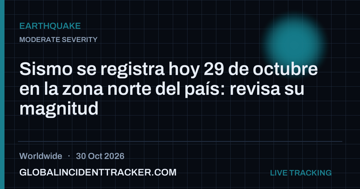 Earthquake incident in worldwide on 30 October 2026 — Global Incident Tracker report card