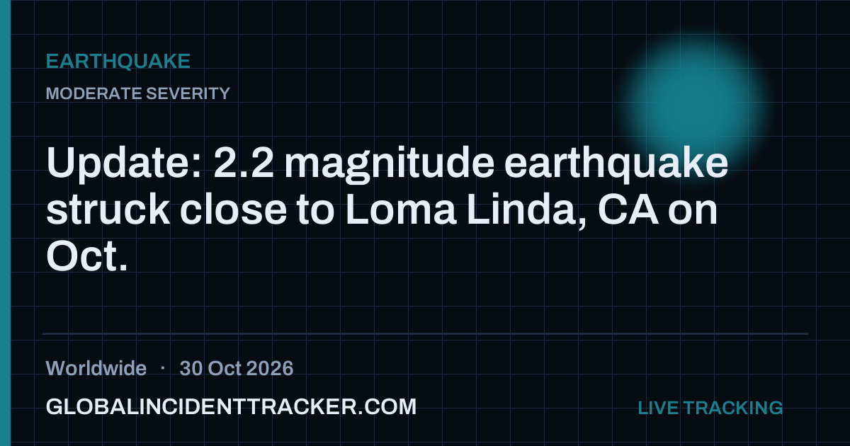 Earthquake incident in worldwide on 30 October 2026 — Global Incident Tracker report card