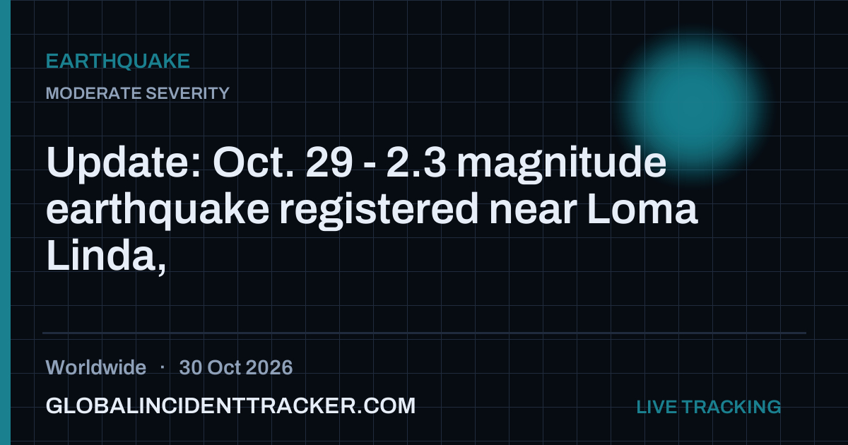 Earthquake incident in worldwide on 30 October 2026 — Global Incident Tracker report card
