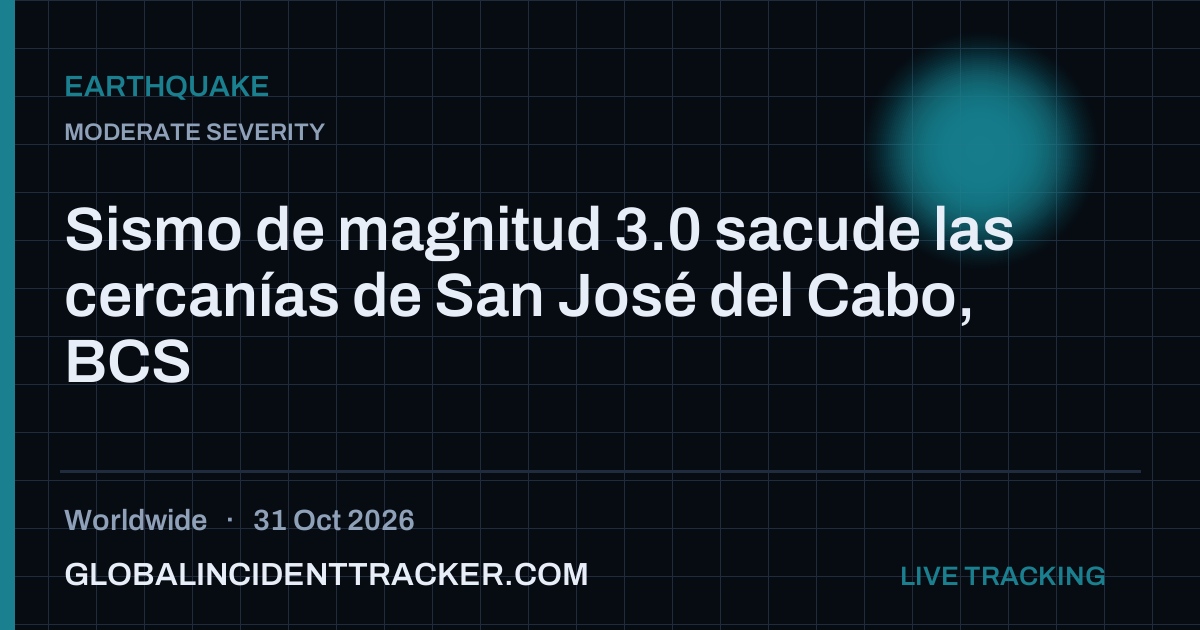 Earthquake incident in worldwide on 31 October 2026 — Global Incident Tracker report card