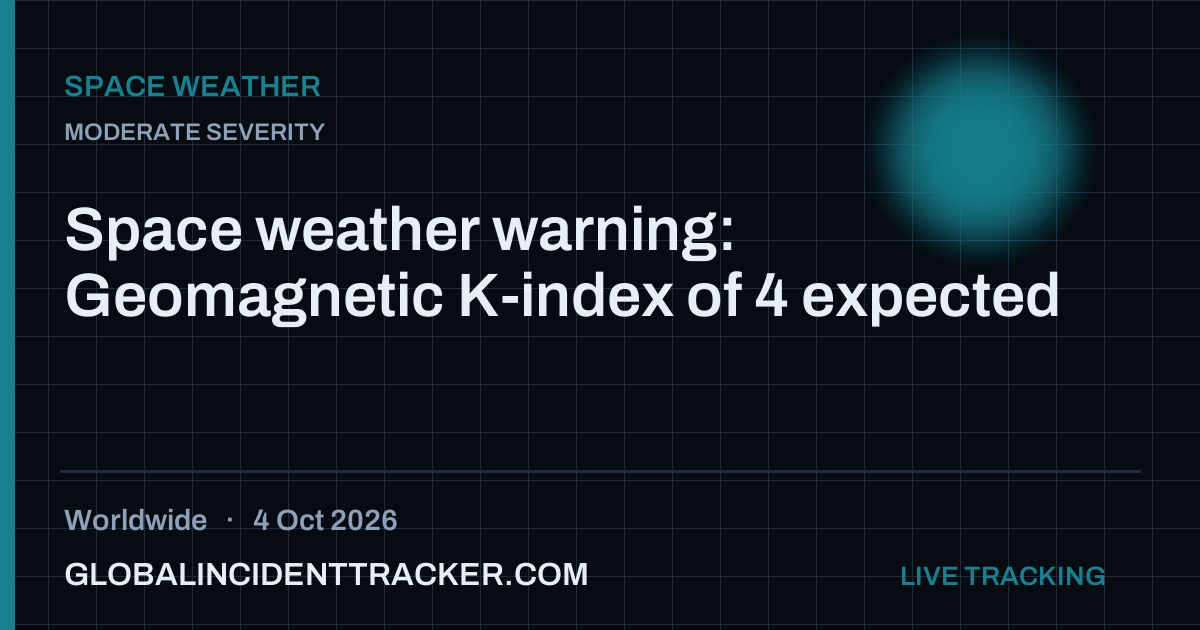Space weather warning: Geomagnetic K-index of 4 expected — 4 October 2026