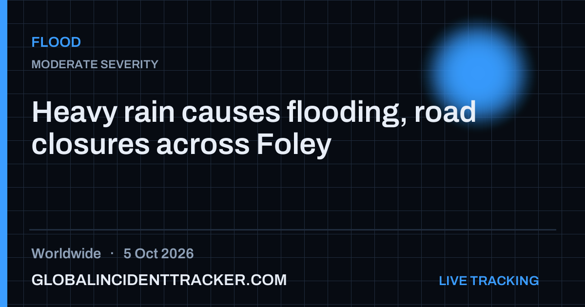 Heavy rain causes flooding, road closures across Foley — 5 October 2026