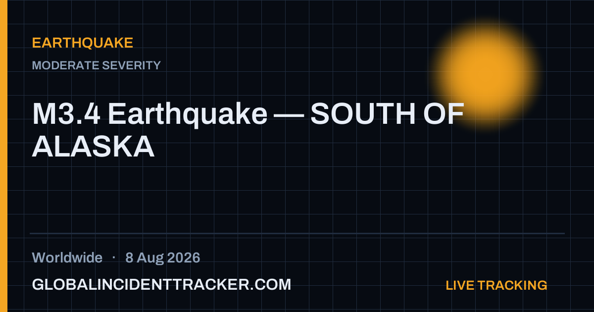 Earthquake incident in worldwide on 8 August 2026 — Global Incident Tracker report card