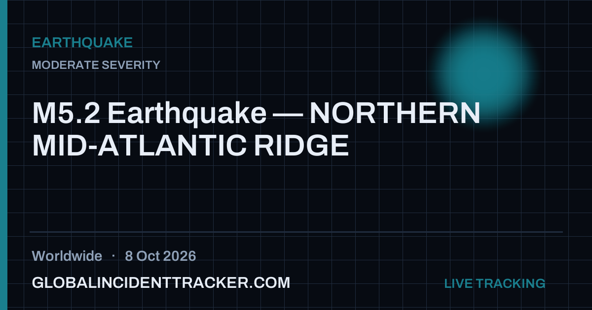 M5.2 Earthquake — NORTHERN MID-ATLANTIC RIDGE — 8 October 2026