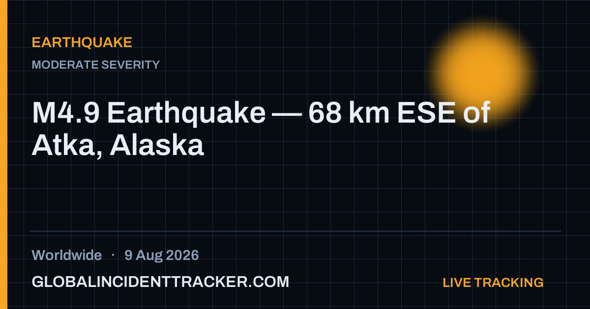 Earthquake incident in worldwide on 9 August 2026 — Global Incident Tracker report card