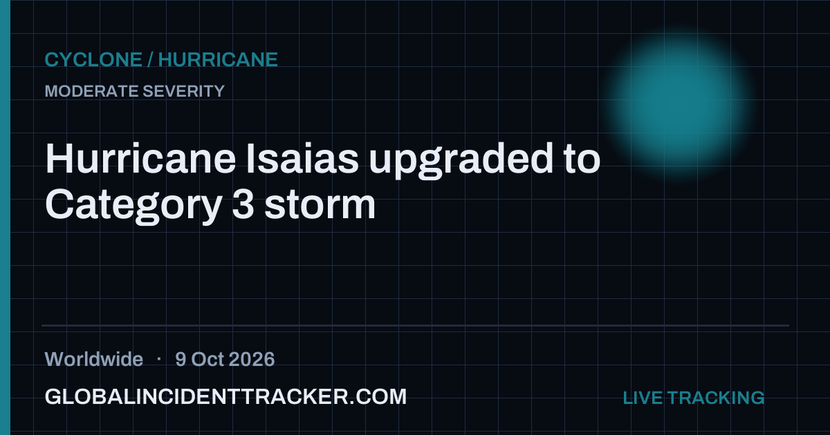 Hurricane Isaias upgraded to Category 3 storm — 9 October 2026