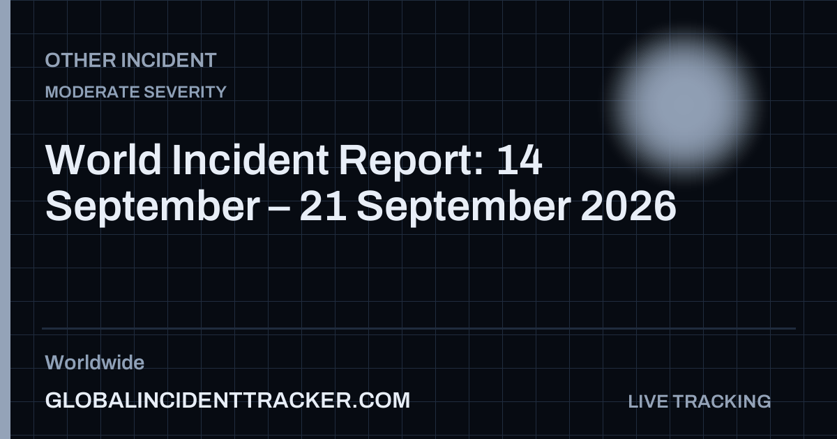 World Incident Report: 14 September – 21 September 2026