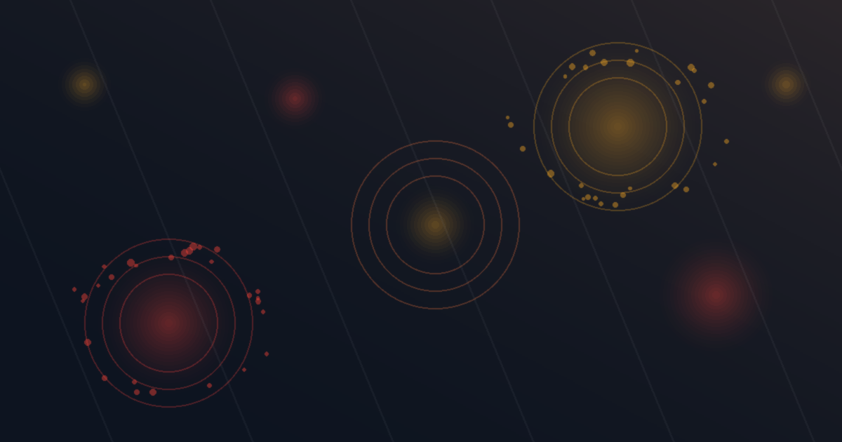 Abstract illustration of the Shamonda virus in navy, red and amber tones